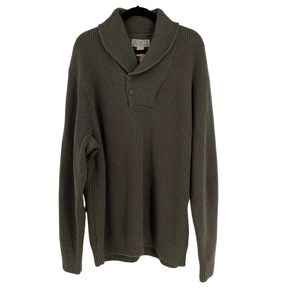 Duluth Trading Co. Brigadier Shawl Collar Sweater Vintage Olive NWT Men XL